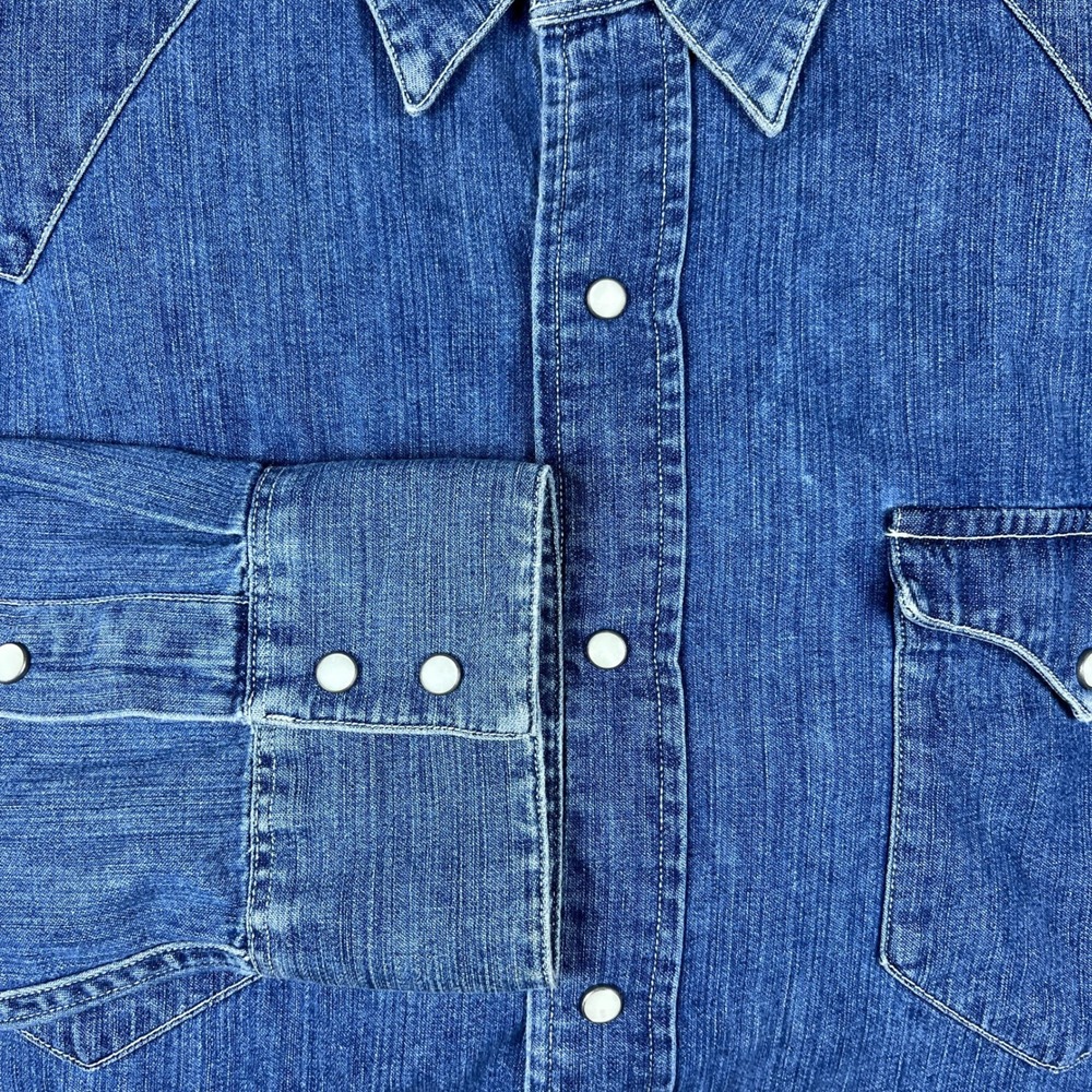 Polo Ralph Lauren Mens XXL Classic Western Denim Shirt Blue Wash Snap Front - Picture 3 of 9